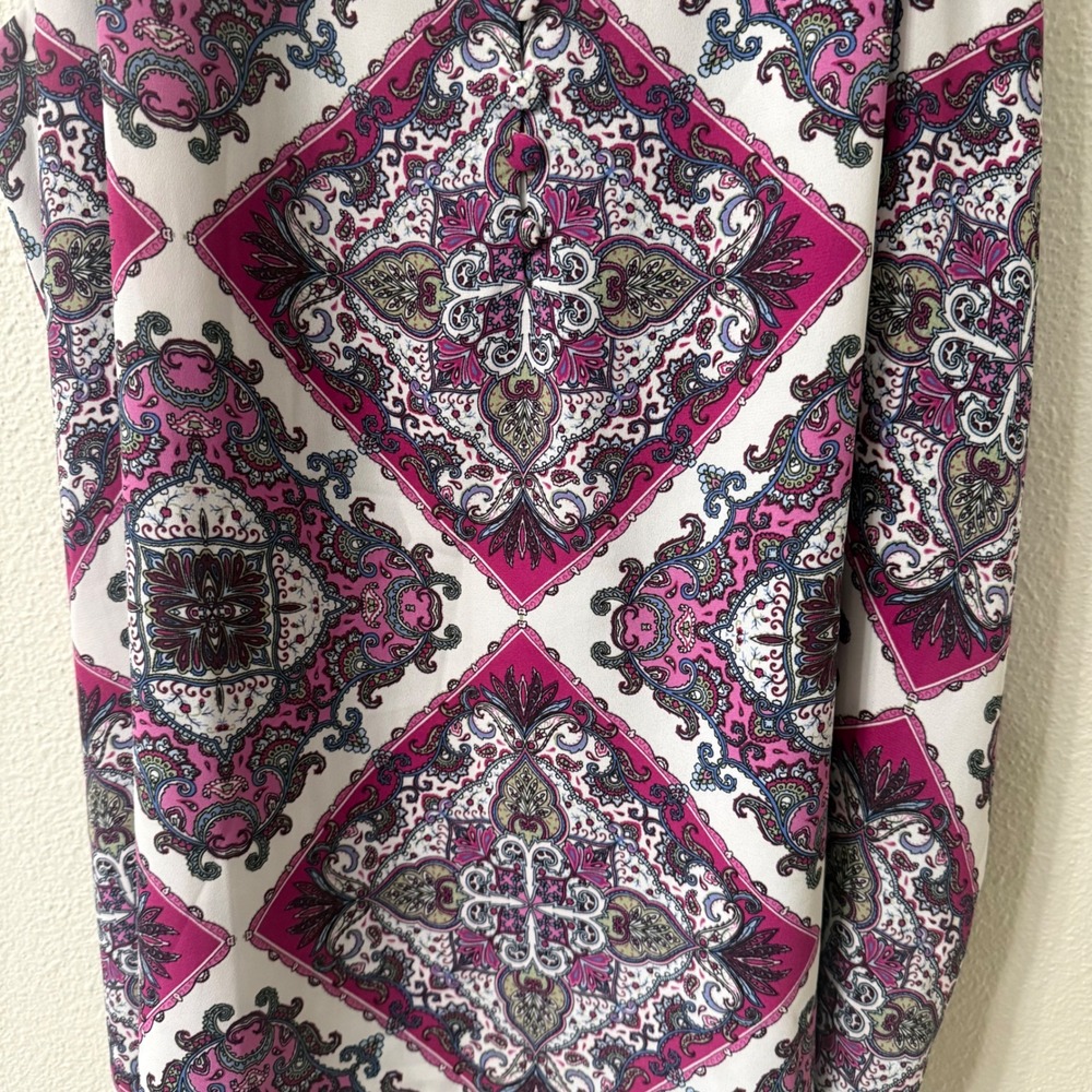 LOFT Womens XL Magenta Medallion Paisley Lightweight V-Neck Lined Camisole - Picture 4 of 10